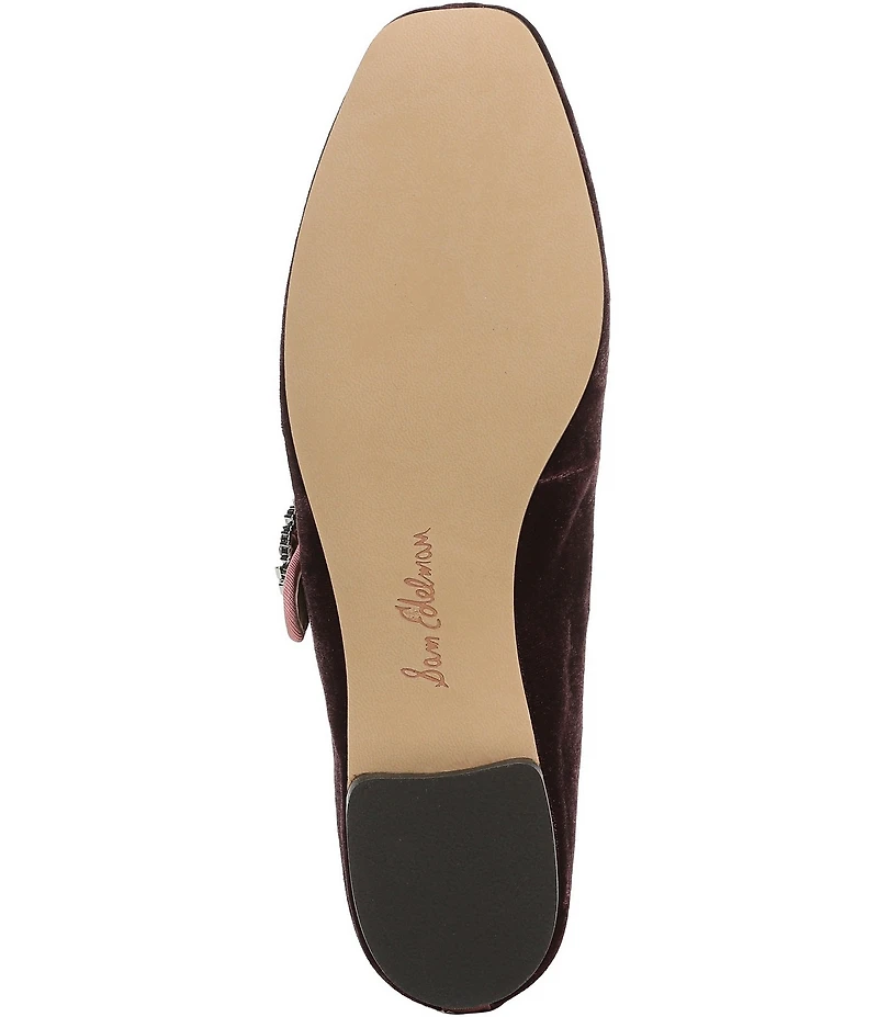 Sam Edelman Michaela Glow Velvet Embellished Buckle Mary Jane Flats