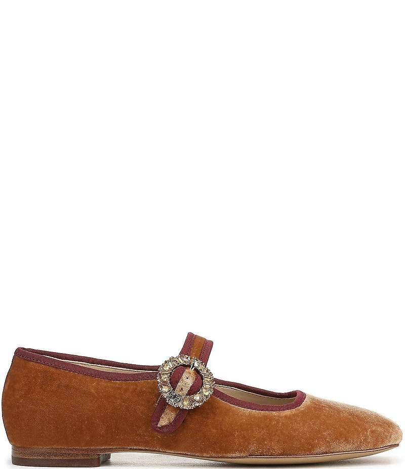 Sam Edelman Michaela Glow Velvet Embellished Buckle Mary Jane Flats