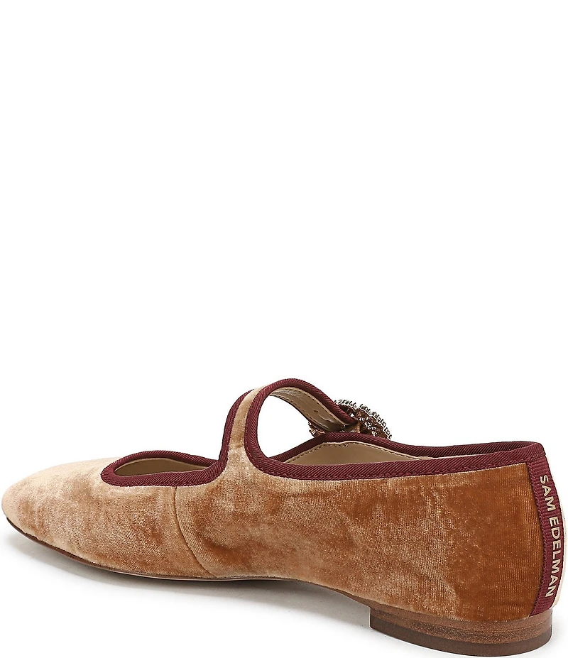 Sam Edelman Michaela Glow Velvet Embellished Buckle Mary Jane Flats
