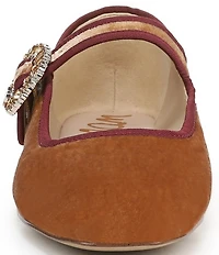 Sam Edelman Michaela Glow Velvet Embellished Buckle Mary Jane Flats