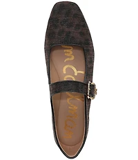 Sam Edelman Michaela Leopard Glitz Fabric Mary Jane Flats