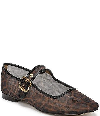Sam Edelman Michaela Leopard Print Mesh Mary Jane Flats