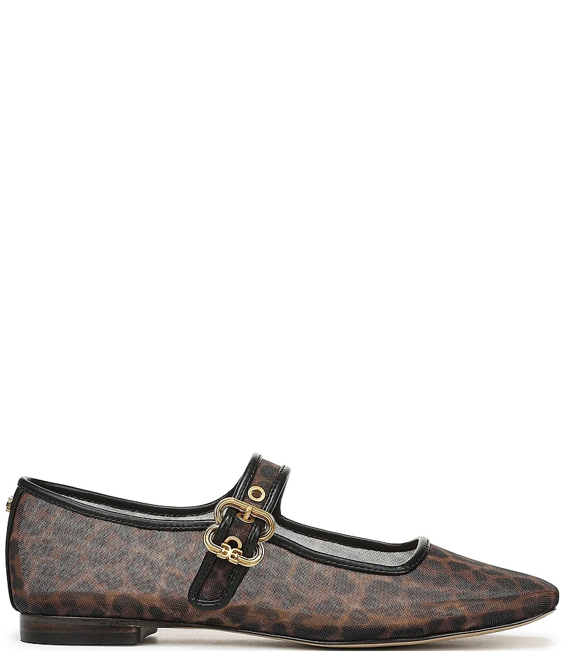 Sam Edelman Michaela Leopard Print Mesh Mary Jane Flats