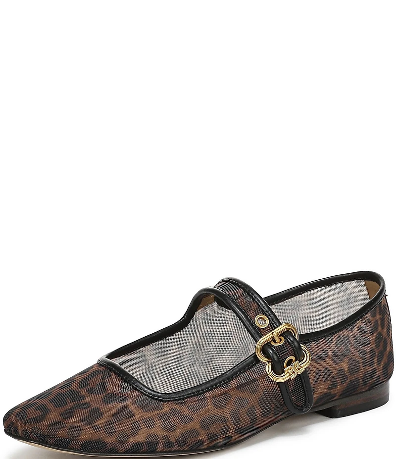 Sam Edelman Michaela Leopard Print Mesh Mary Jane Flats