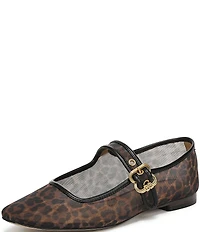 Sam Edelman Michaela Leopard Print Mesh Mary Jane Flats