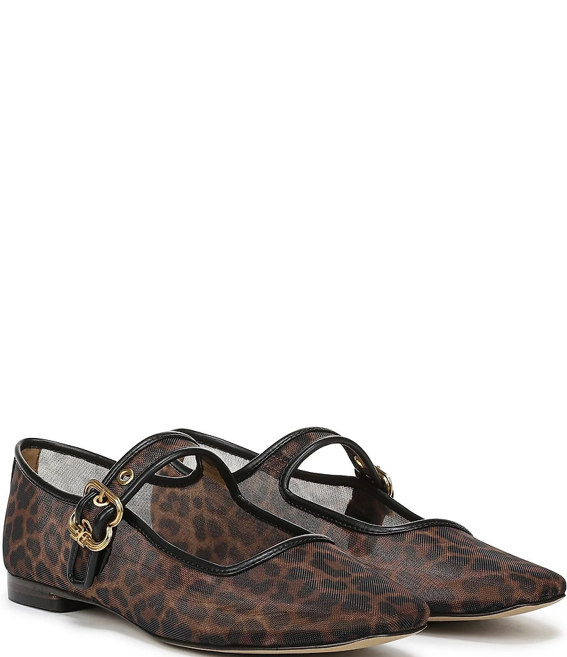 Sam Edelman Michaela Leopard Print Mesh Mary Jane Flats