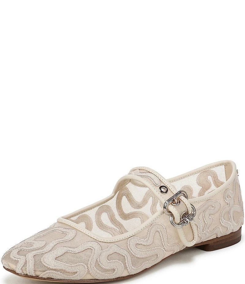 Sam Edelman Michaela Mesh Embroidered Mary Jane Flats