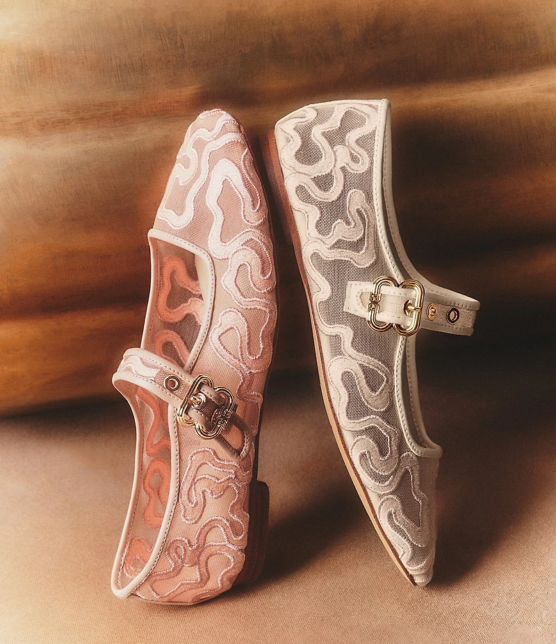 Sam Edelman Michaela Mesh Embroidered Mary Jane Flats