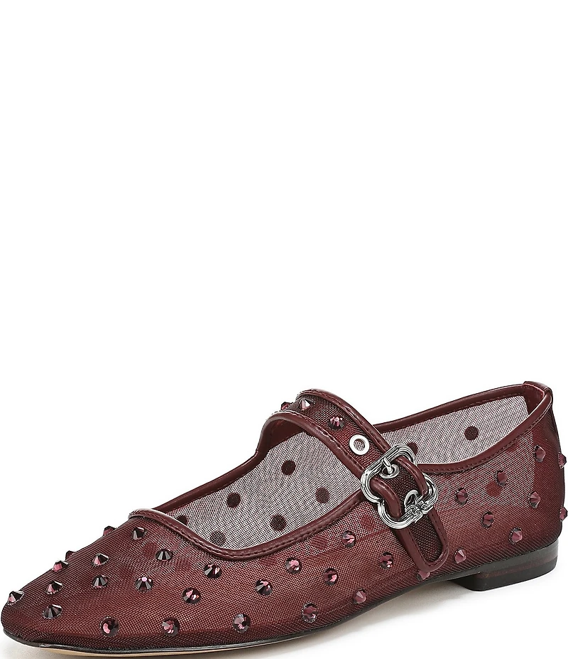 Sam Edelman Michaela Shine Rhinestone Embellished Mesh Mary Jane Flats