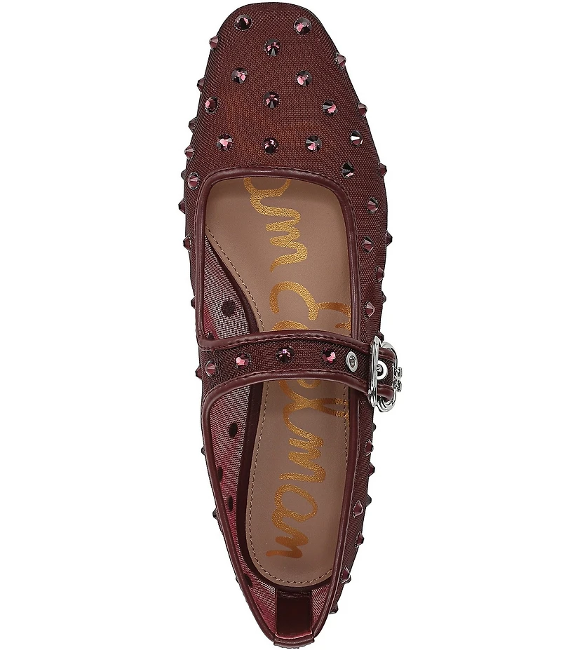 Sam Edelman Michaela Shine Rhinestone Embellished Mesh Mary Jane Flats