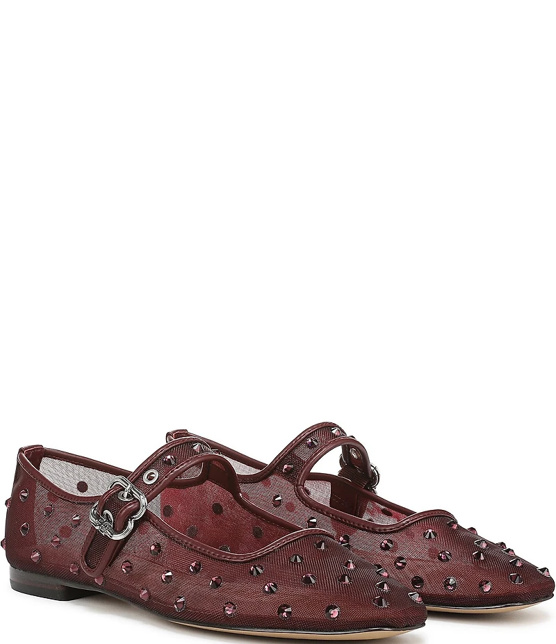 Sam Edelman Michaela Shine Rhinestone Embellished Mesh Mary Jane Flats