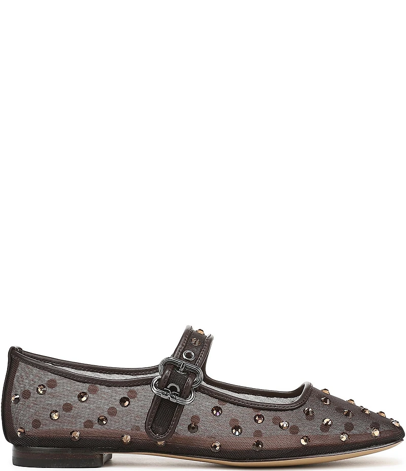 Sam Edelman Michaela Shine Rhinestone Embellished Mesh Mary Jane Flats