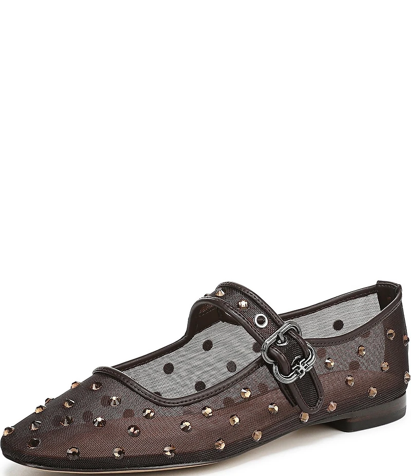 Sam Edelman Michaela Shine Rhinestone Embellished Mesh Mary Jane Flats