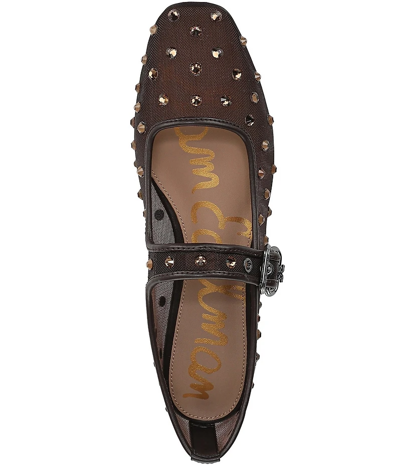 Sam Edelman Michaela Shine Rhinestone Embellished Mesh Mary Jane Flats