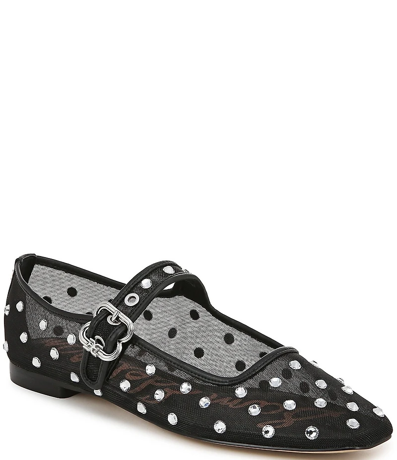 Sam Edelman Michaela Shine Rhinestone Embellished Mesh Mary Jane Flats