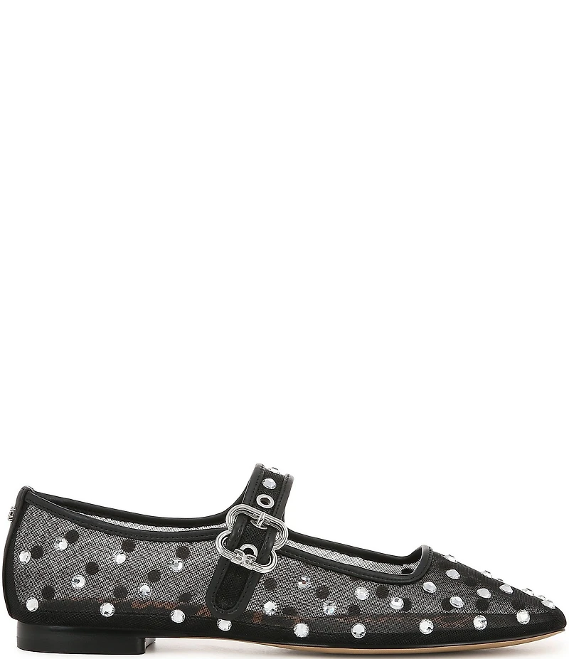 Sam Edelman Michaela Shine Rhinestone Embellished Mesh Mary Jane Flats