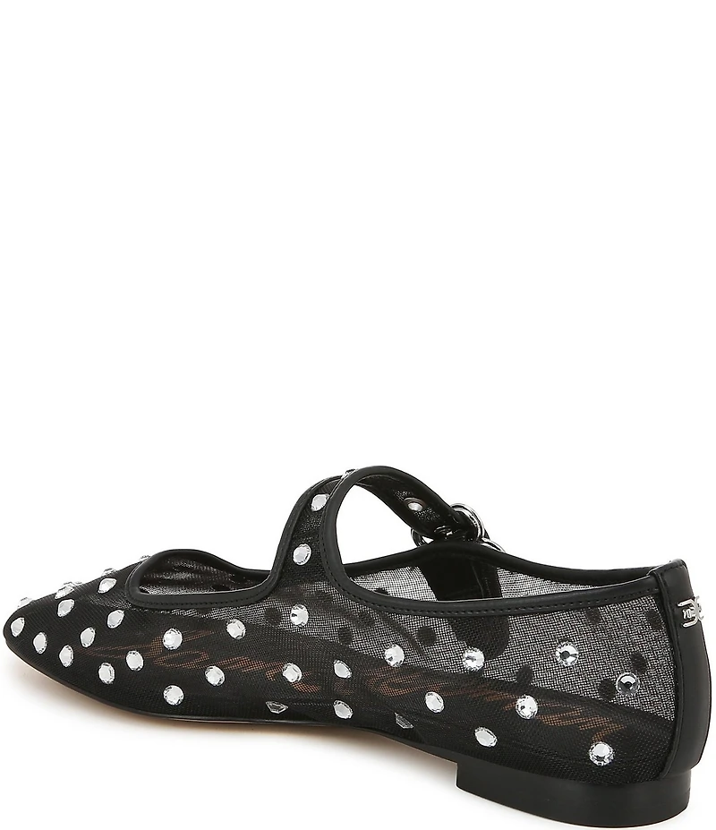 Sam Edelman Michaela Shine Rhinestone Embellished Mesh Mary Jane Flats