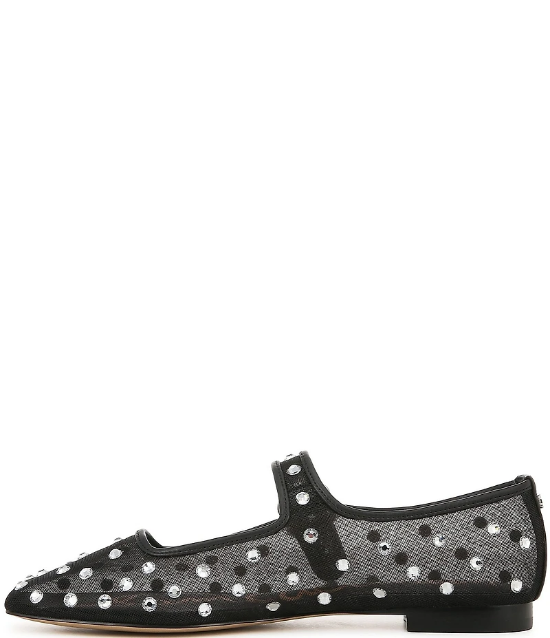 Sam Edelman Michaela Shine Rhinestone Embellished Mesh Mary Jane Flats