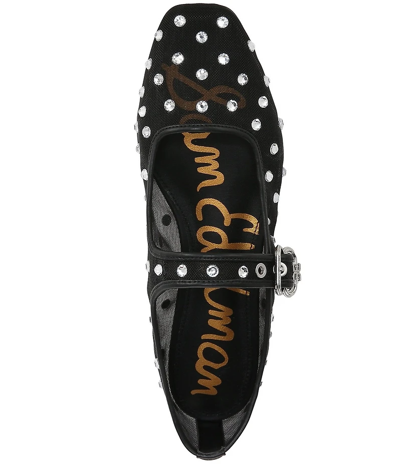 Sam Edelman Michaela Shine Rhinestone Embellished Mesh Mary Jane Flats