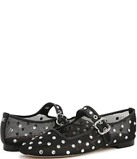 Sam Edelman Michaela Shine Rhinestone Embellished Mesh Mary Jane Flats