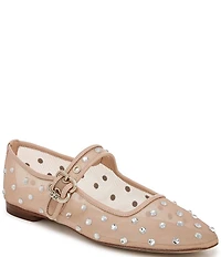 Sam Edelman Michaela Shine Rhinestone Embellished Mesh Mary Jane Flats