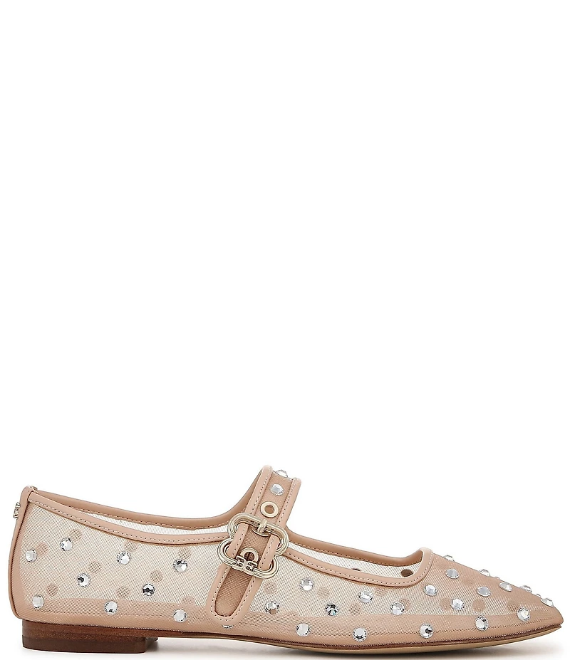 Sam Edelman Michaela Shine Rhinestone Embellished Mesh Mary Jane Flats