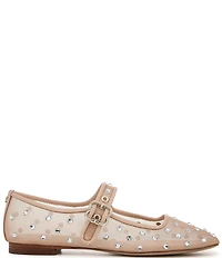 Sam Edelman Michaela Shine Rhinestone Embellished Mesh Mary Jane Flats