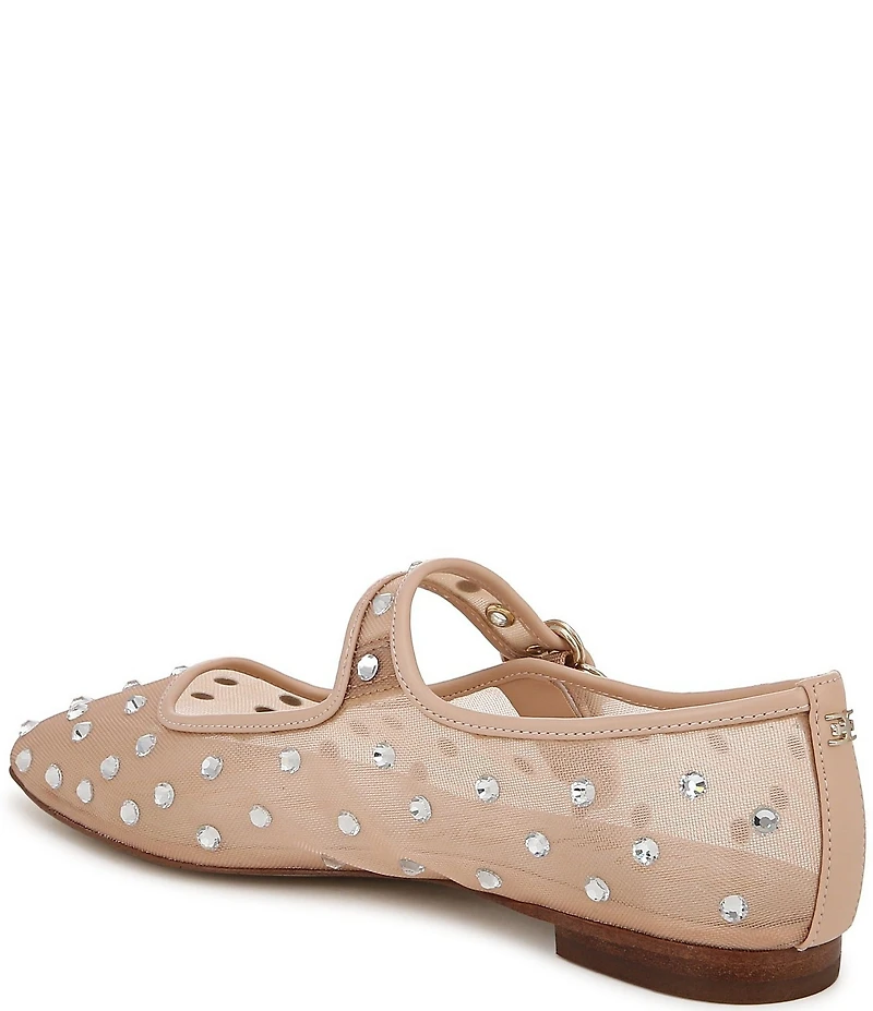 Sam Edelman Michaela Shine Rhinestone Embellished Mesh Mary Jane Flats