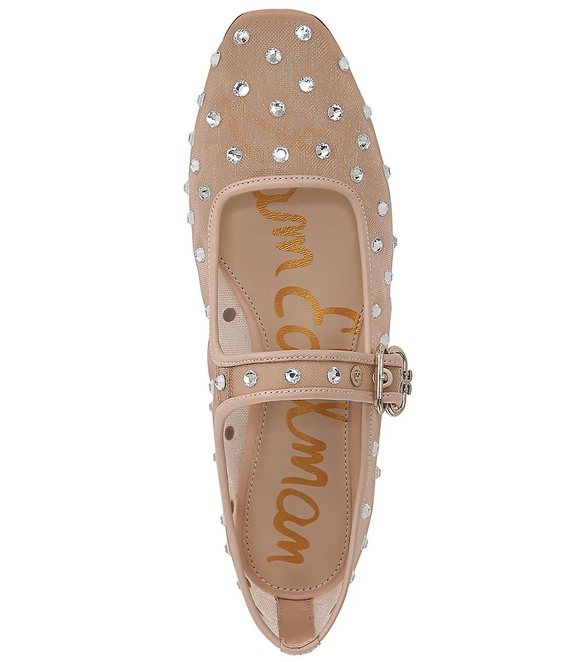Sam Edelman Michaela Shine Rhinestone Embellished Mesh Mary Jane Flats