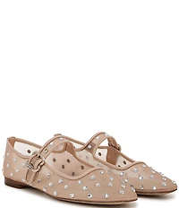 Sam Edelman Michaela Shine Rhinestone Embellished Mesh Mary Jane Flats