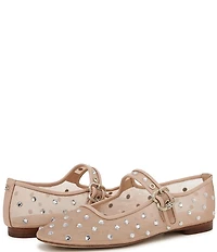 Sam Edelman Michaela Shine Rhinestone Embellished Mesh Mary Jane Flats