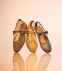 Sam Edelman Michaela Shine Rhinestone Embellished Mesh Mary Jane Flats