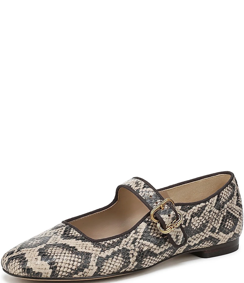 Sam Edelman Michaela Snake Print Leather Mary Jane Flats