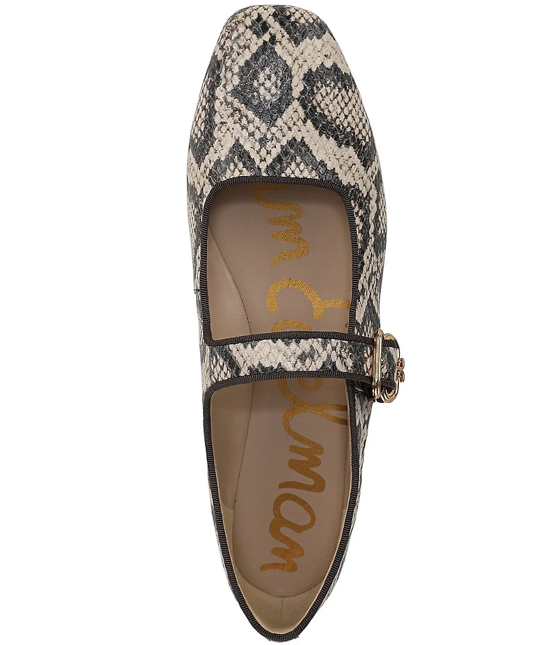 Sam Edelman Michaela Snake Print Leather Mary Jane Flats