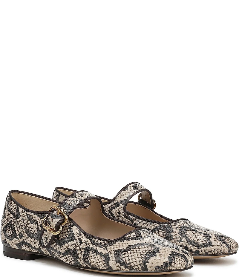 Sam Edelman Michaela Snake Print Leather Mary Jane Flats