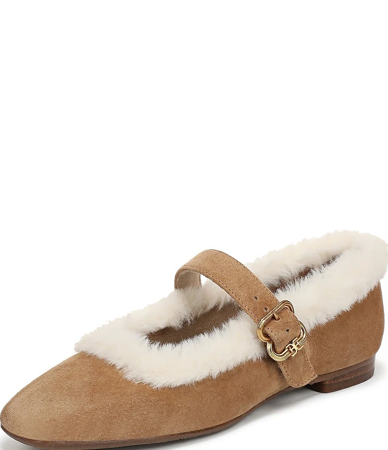 Sam Edelman Michaela Suede Faux Fur Mary Jane Flats