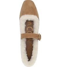 Sam Edelman Michaela Suede Faux Fur Mary Jane Flats