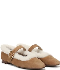 Sam Edelman Michaela Suede Faux Fur Mary Jane Flats