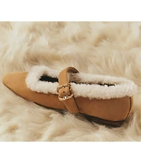 Sam Edelman Michaela Suede Faux Fur Mary Jane Flats