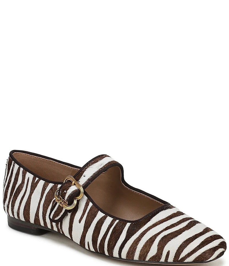 Sam Edelman Michaela Zebra Print Calf Hair Mary Jane Flats