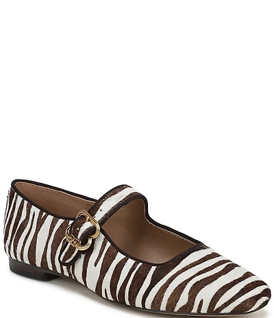 Sam Edelman Michaela Zebra Print Calf Hair Mary Jane Flats