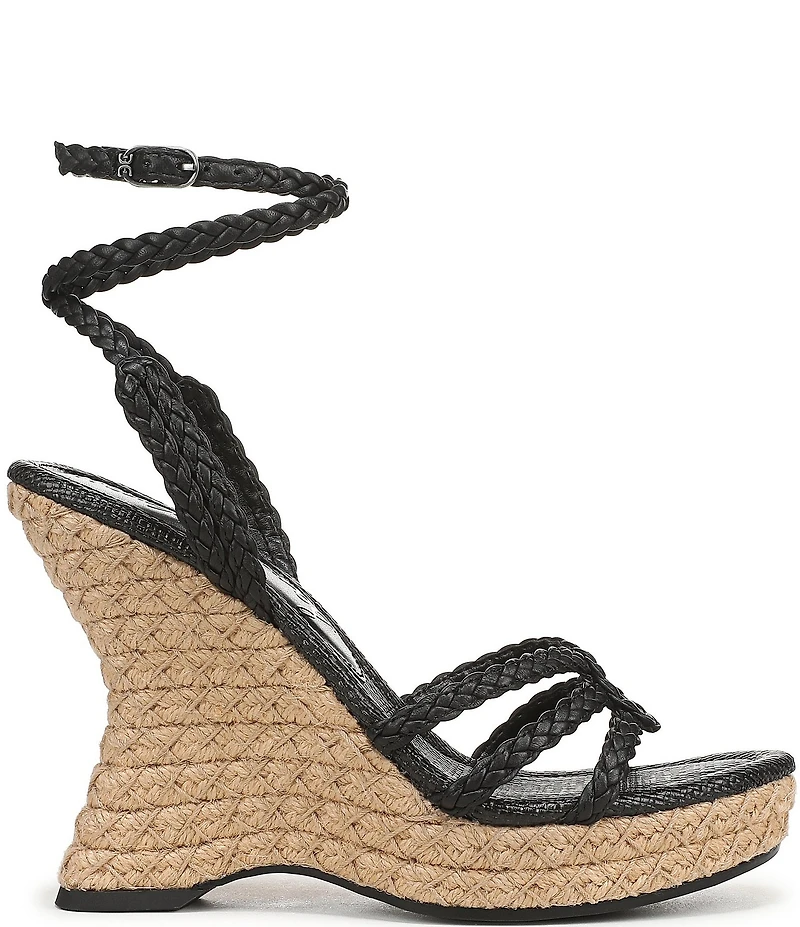 Sam Edelman Mindie Braided Leather Ankle Wrap Wedge Dress Sandals