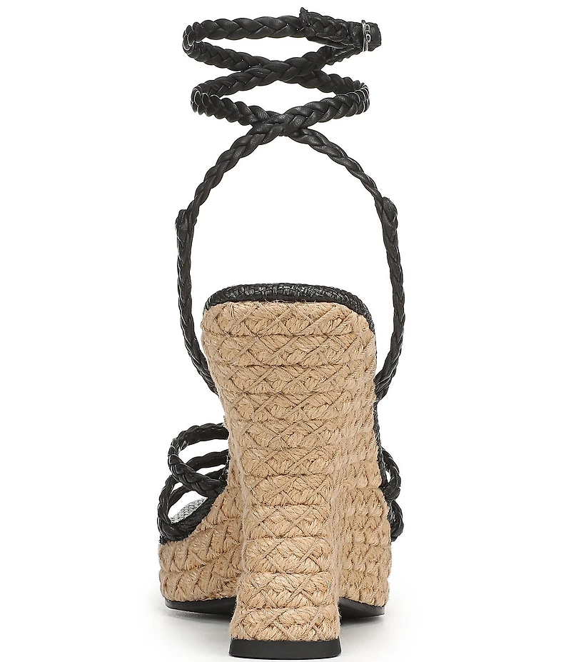Sam Edelman Mindie Braided Leather Ankle Wrap Wedge Dress Sandals