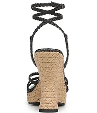 Sam Edelman Mindie Braided Leather Ankle Wrap Wedge Dress Sandals