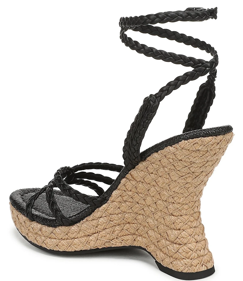 Sam Edelman Mindie Braided Leather Ankle Wrap Wedge Dress Sandals