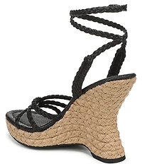 Sam Edelman Mindie Braided Leather Ankle Wrap Wedge Dress Sandals