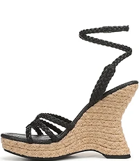 Sam Edelman Mindie Braided Leather Ankle Wrap Wedge Dress Sandals