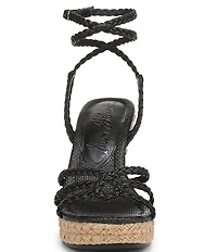 Sam Edelman Mindie Braided Leather Ankle Wrap Wedge Dress Sandals