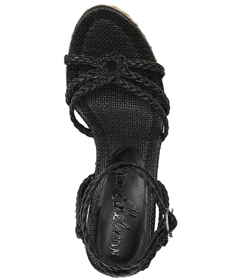 Sam Edelman Mindie Braided Leather Ankle Wrap Wedge Dress Sandals