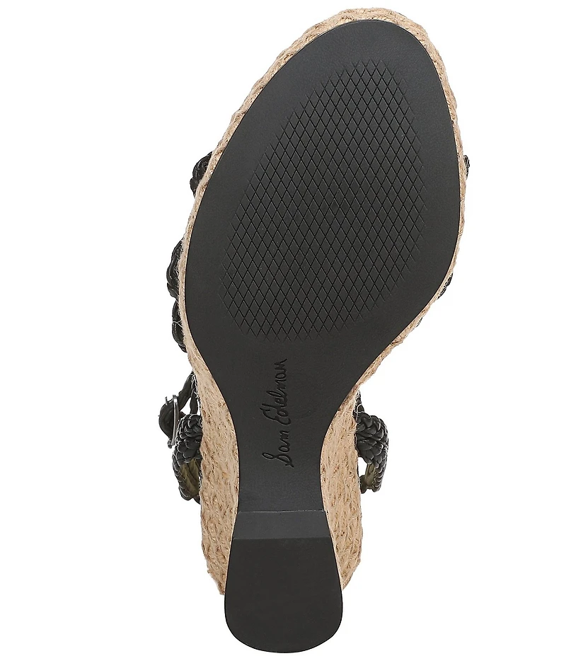 Sam Edelman Mindie Braided Leather Ankle Wrap Wedge Dress Sandals